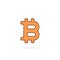 Cartoon linear bitcoin icon like crypto currency