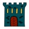 Cartoon linear doodle retro ancient castle