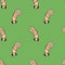 Cartoon linear doodle retro happy worm crawling out of a hole seamless pattern.