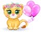 Cartoon lion with expressive eyes. Wild animals  character  childish cute style