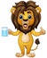 Cartoon lion holding a drink