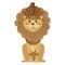 Cartoon lion indian. Vector illustration of a cute lion in a headdress with feathers. Drawing animal for children. Zoo