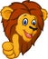 Cartoon lion mascot giving thumbs up