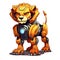 Cartoon lion robots. T-Shirt, Sticker. AI Generated