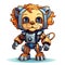 Cartoon lion robots. T-Shirt, Sticker. AI Generated