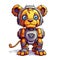 Cartoon lion robots. T-Shirt, Sticker. AI Generated