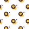 Cartoon Lion Seamless Pattern on White Background.