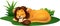 Cartoon lion sleeping on grass