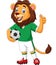 Cartoon lion soccer showing thumb up