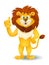 Cartoon lion standing and pointing. vector