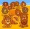 Cartoon lions animal characters group