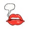 cartoon lips symbol with speech bubble