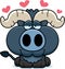 Cartoon Little Blue Ox Love