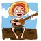 Cartoon of little boy playing guitar