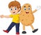 Cartoon little boy with potato mascot character