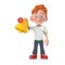 Cartoon Little Boy Teen Person Character Mascot witn Cartoon Social Media Notification Bell and New Message Icon. 3d Rendering