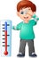 Cartoon little boy with a thermometer