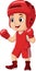 Cartoon little boy training boxing