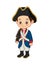 Cartoon little boy wearing american revolution soldier costume