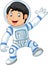 Cartoon little boy wearing astronaut costume