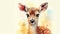 Cartoon little deer. Cute baby fawn illustration. Animal with soft fur. Generative AI