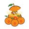 Cartoon little dragon wishes good health with auspicious fruits.