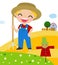 Cartoon little farmer