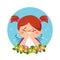 Cartoon little girl having allergy from pollen. Health Problems concept