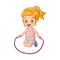 Cartoon little girl skipping rope