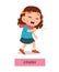 cartoon little kid girl coughing vector