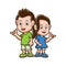 Cartoon little kids showing shaka hand sign