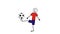 A cartoon little man juggles a ball. A soccer / football player, forward. Funny humorous video.