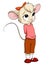 Cartoon little mouse female in pink blouse