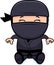 Cartoon Little Ninja Sitting