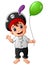 Cartoon little pirate with green balloon