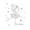 Cartoon little Prima Ballerina. Simple linear vector graphic isolated illustration