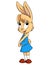 Cartoon little rabbit female in blue skirt