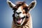 cartoon llama looks at the camera with a wide smile. Playground AI platform