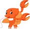 Cartoon lobster waving