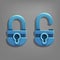 Cartoon Locked and unlocked padlock lock icon.