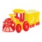 Cartoon locomotive on white background. A toy steam train for children. Colorful vector illustration for kids.