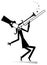 Cartoon long mustache trumpeter is playing music illustration isolated