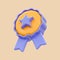 Cartoon look certificate badge icon 3d render for medals with star button