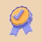 Cartoon look checkmark certificate badge icon 3d render for medal verified