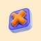 cartoon look cross mark cube badge icon 3d render concept for incorrect