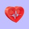 Cartoon look heartbeat icon 3d render concept for medical healthcare pulse