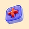 cartoon look plus cube badge icon 3d render concept for healthcare pharmacy medical