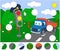 Cartoon lorry and traffic lights. Complete the puzzle and find t