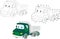 Cartoon lorry. Vector illustration. Coloring and dot to dot game