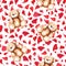 Cartoon lovely Teddy Bear heart Saint Valentine`s day seamless pattern